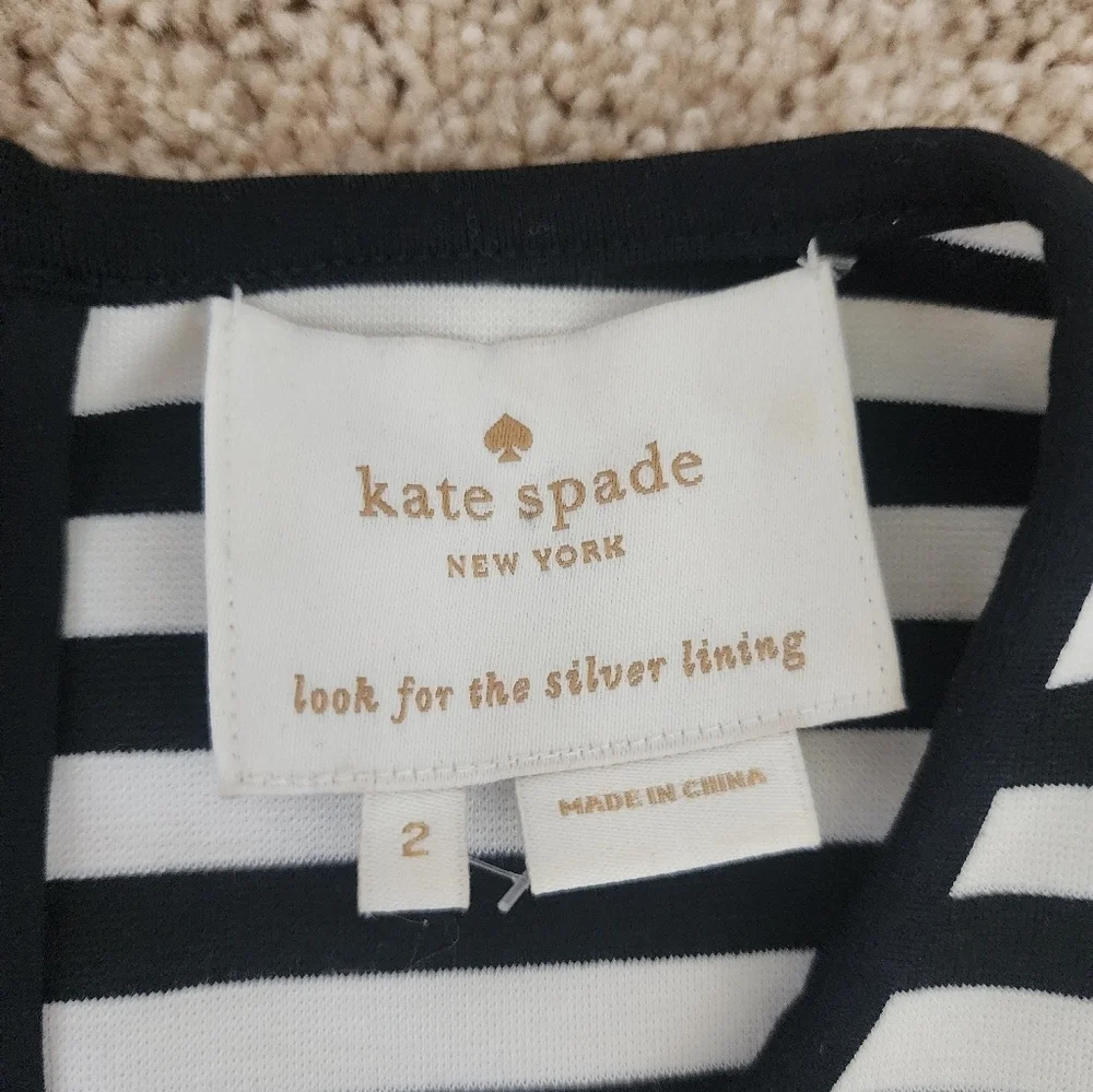 Kate Spade Black and White Sheath Dress Long Sleeve Crew Neck
